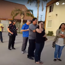 Line of people waiting to vote