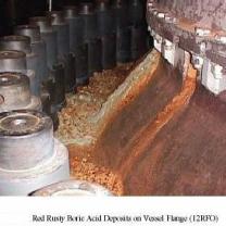 Red Rusty Boric Acid Deposits on Vessel Flange