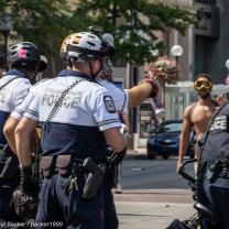 Police confronting protesters