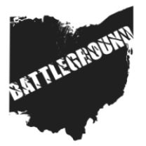 Map of Ohio with the word Battleground across it