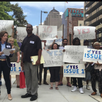 Crowd of people in downtown Columbus for Issue One