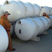 Cylinders of depleted uranium hexafluoride 