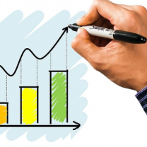 A hand drawing a chart