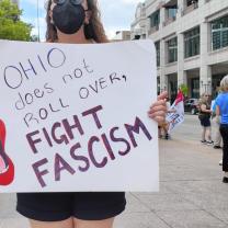Sign saying Ohio does not roll over Fight Fascism